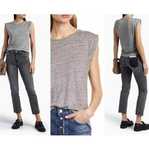 Frame Denim Melange Slub Knit Cap Sleeve Shirt Grey Size Small #LWTS0788